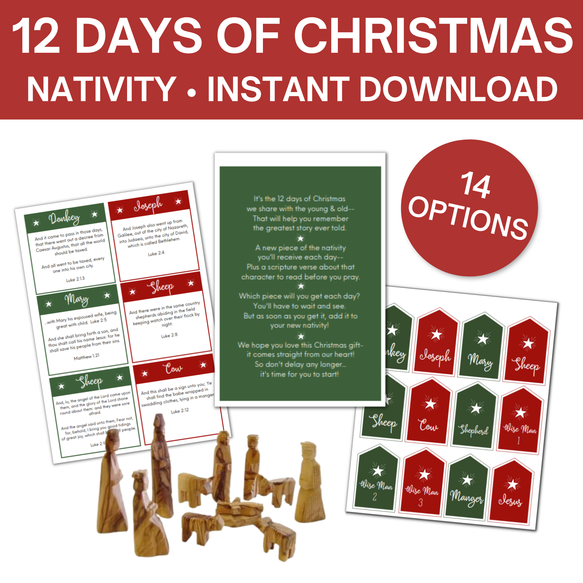 12 Days of Christmas- Nativity Countdown (Starting Poem, Tags, Compani