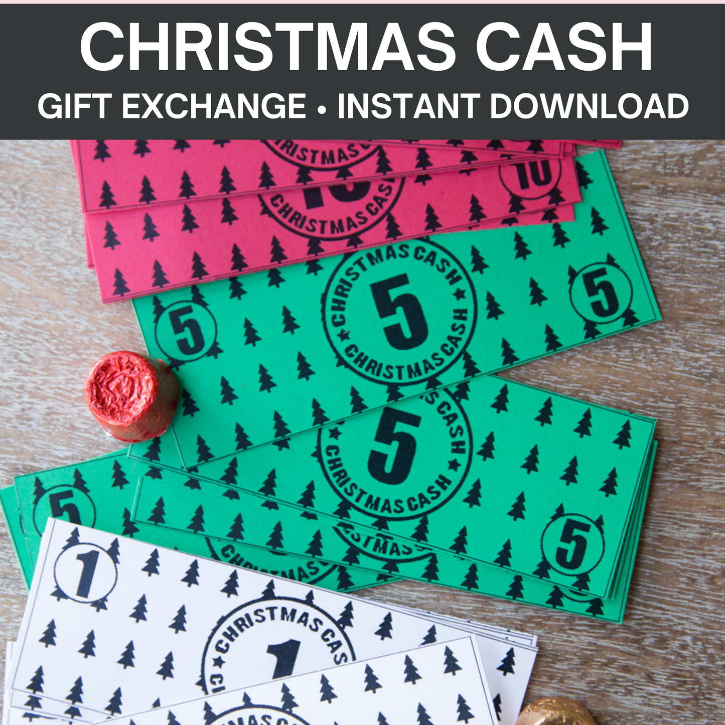 Christmas Cash for White Elephant Gift Auctions (Holiday Cash Version, included)