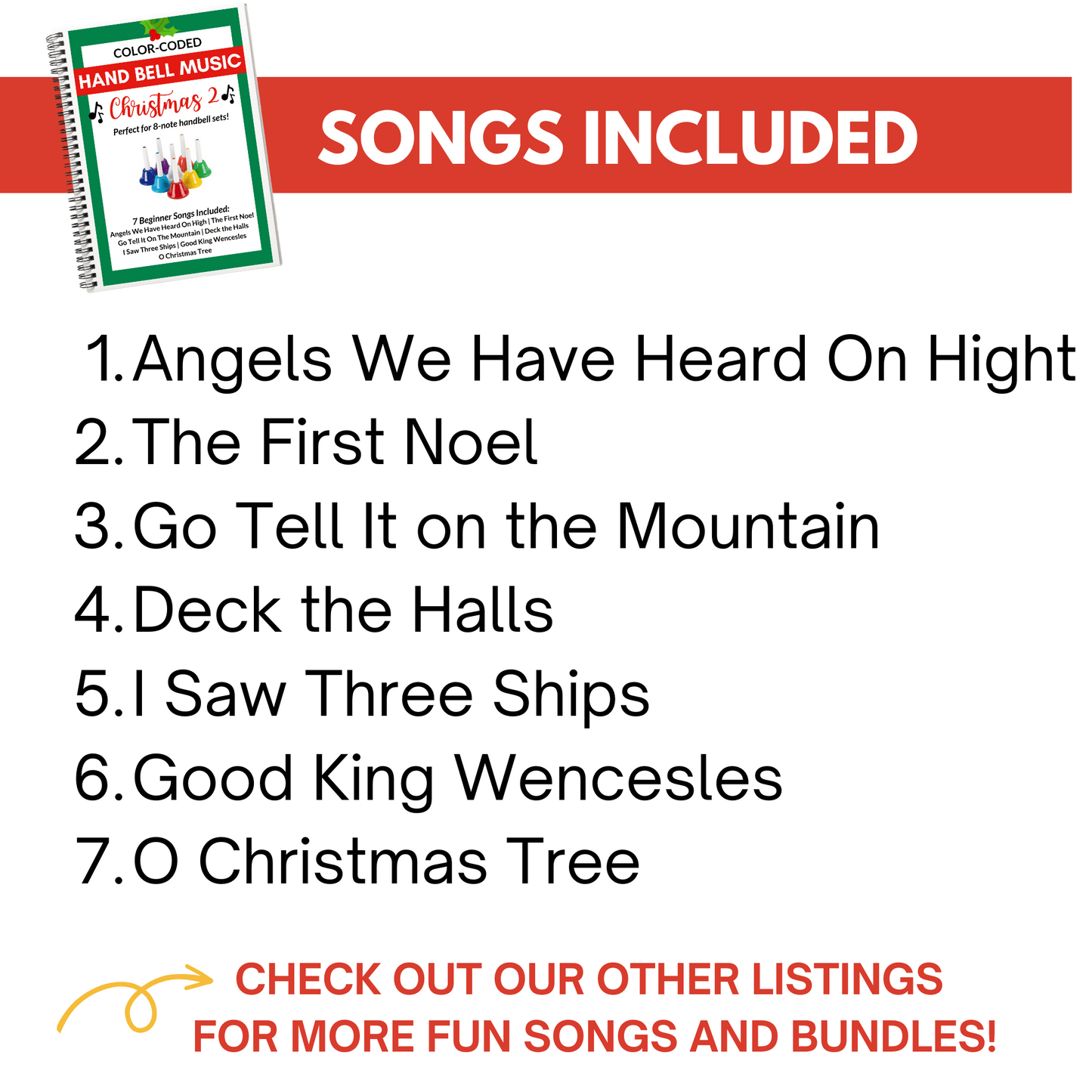 7 Christmas Hand Bell Music Sheets-Book 2- Digital Download