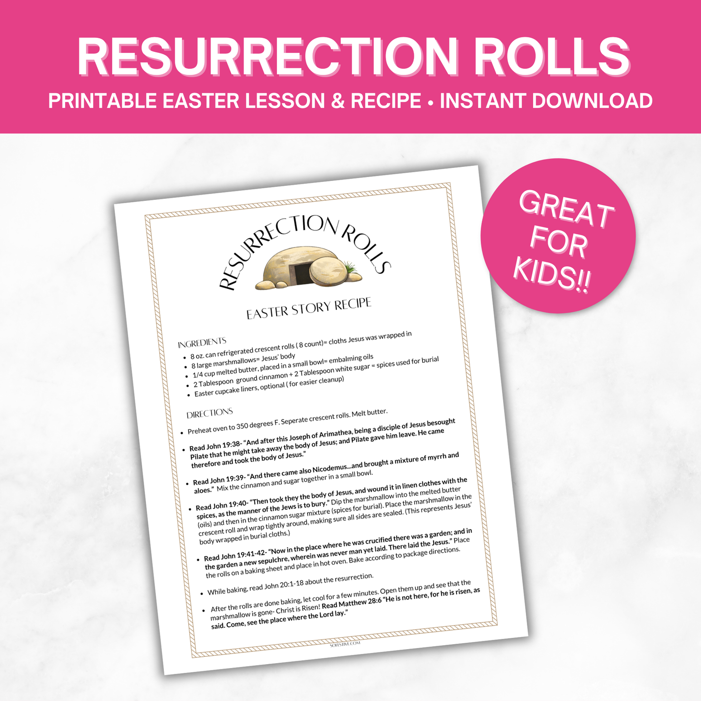 Resurrection Rolls Recipe and Instructions- Empty Tomb Rolls PDF Handout