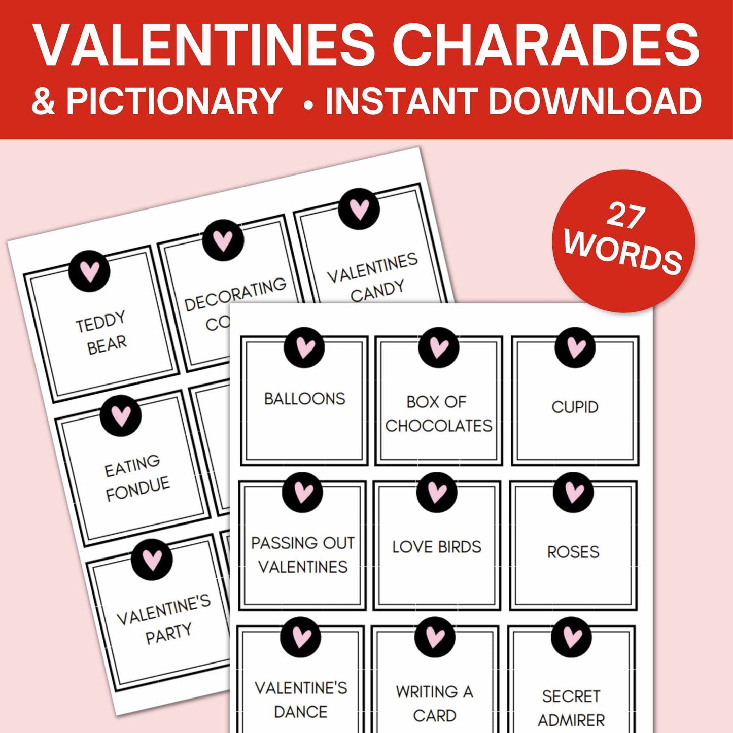 Valentine's Day Charades & Pictionary Game (27 words)