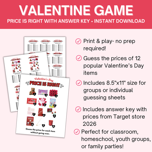Price Is Right Valentine's Day Game- Print & Play- No Prep Required!