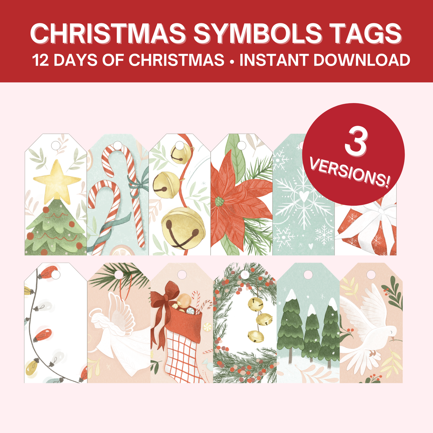 12 Days of Christmas Symbols- Tags