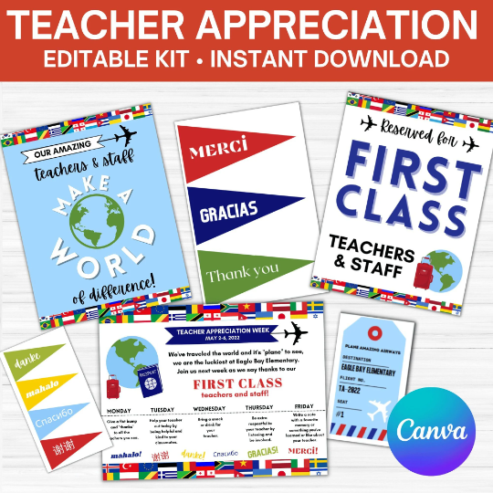Travel World-Themed Teacher Appreciation Week Kit