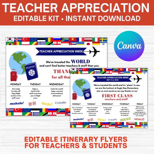 Travel World-Themed Teacher Appreciation Week Kit