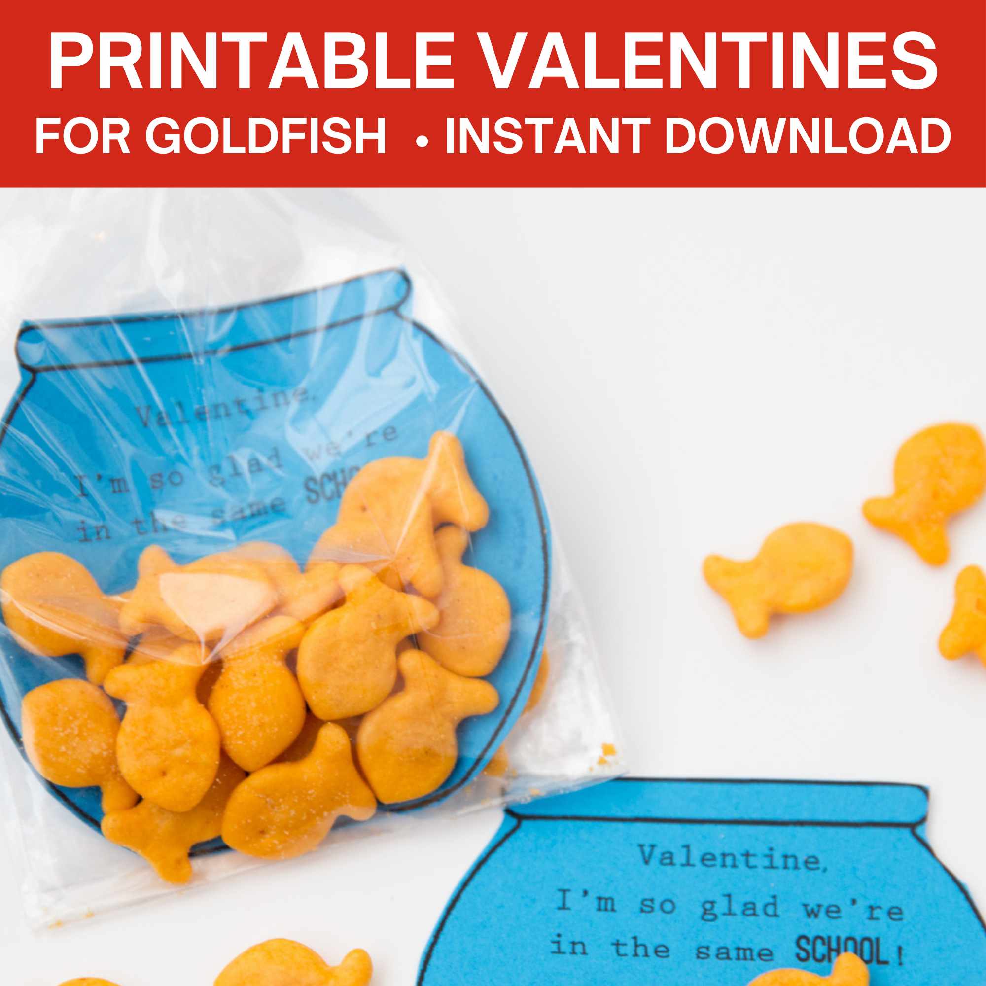 INSTANT DOWNLOAD Goldfish Valentine, Printable Fishing Valentine, Noncandy  Valentine, Preschool Valentine Cards 
