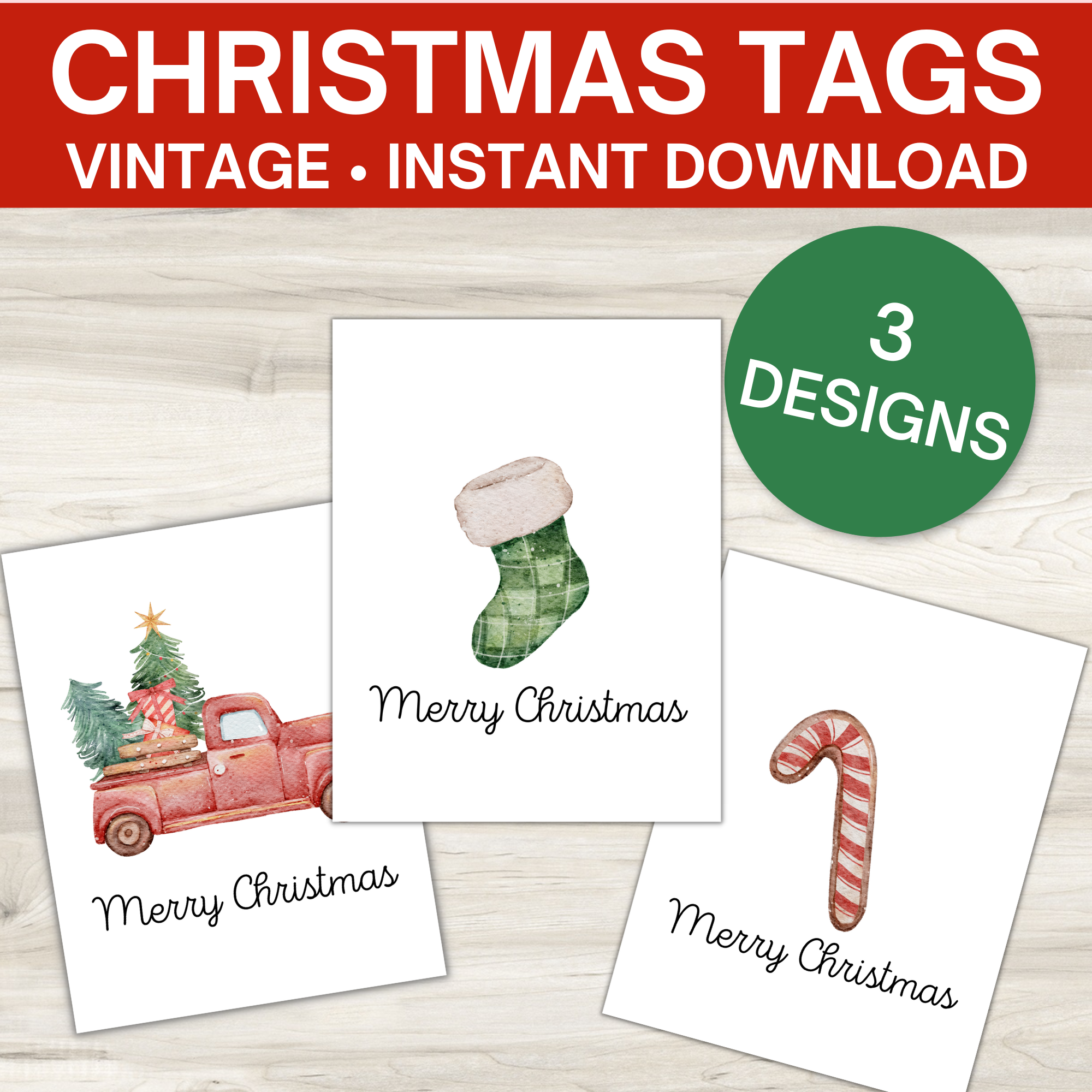 Vintage Merry Christmas Gift Tags - 3 designs – So Festive!