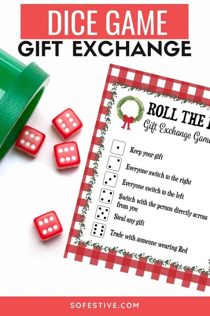 Christmas Dice Game Printable  Roll The Dice Gift Exchange Game – So  Festive!