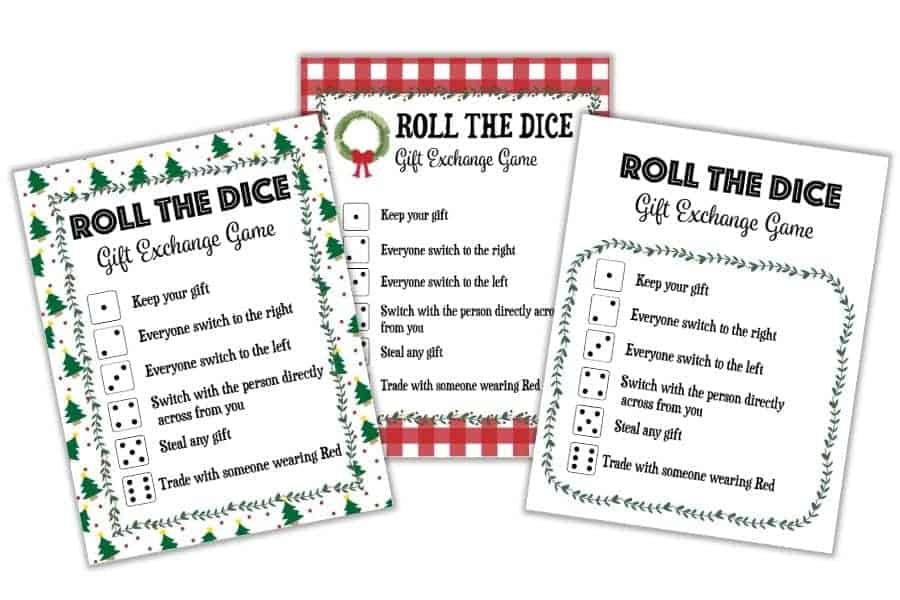 Roll the Dice Gift Exchange Games for Holiday and Christmas