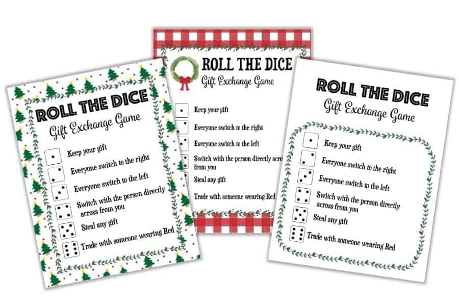 Christmas Dice Game Printable | Roll The Dice Gift Exchange Game