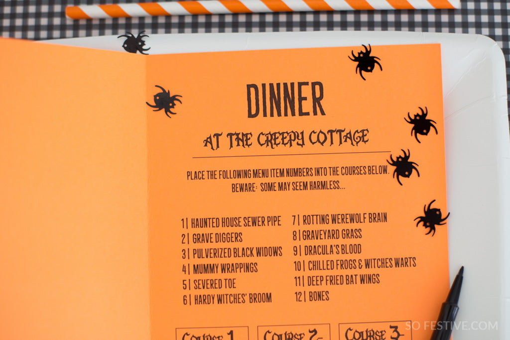 Halloween Mystery Dinner Kit ( Printable Menus, Recipes, & Directions)