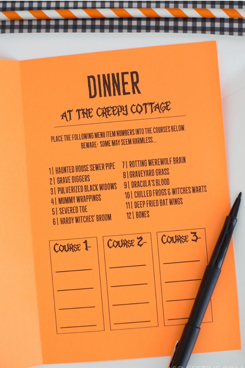 Halloween Mystery Dinner Kit ( Printable Menus, Recipes, & Directions)