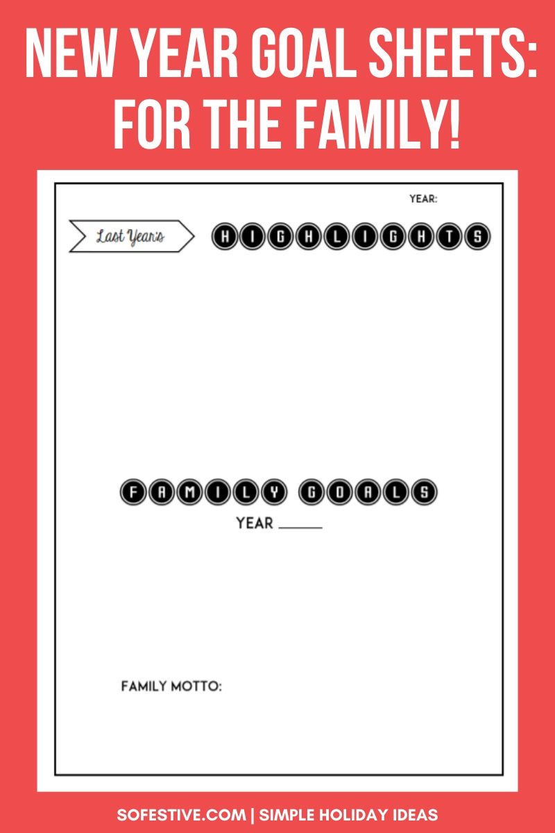 New Year Goal Worksheets For Families (22 Pages)