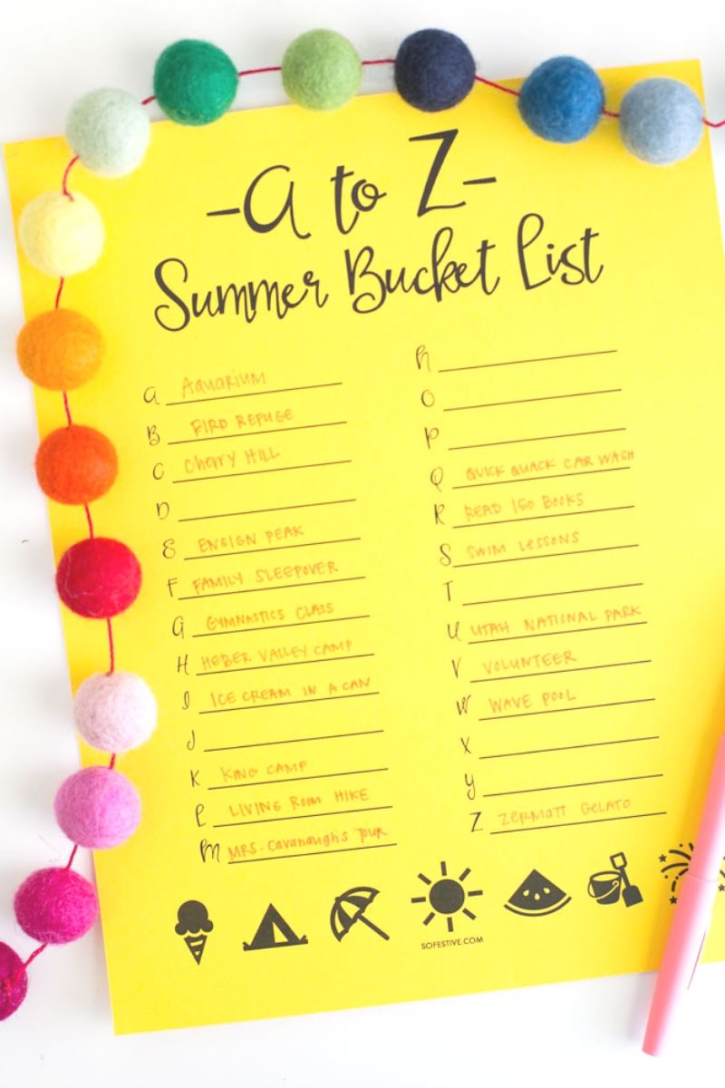 Summer Bucket Lists 2 Versions Included So Festive!