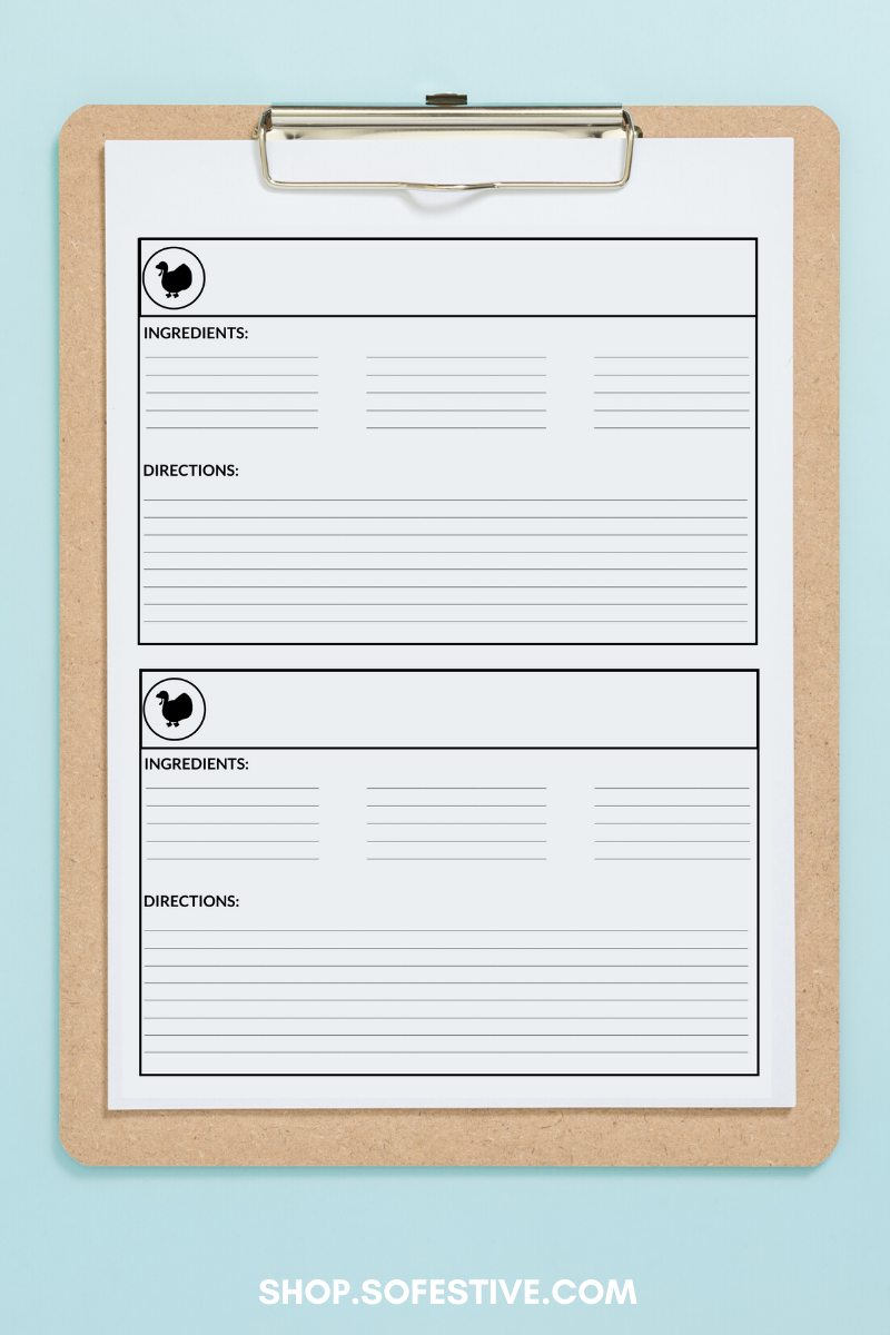 Thanksgiving Planner- Menu, Recipe Cards, Shopping List