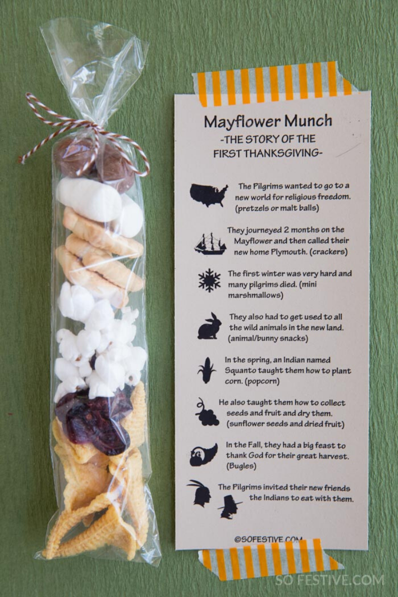 Mayflower Munch First Thanksgiving Story Tags- Digital Download