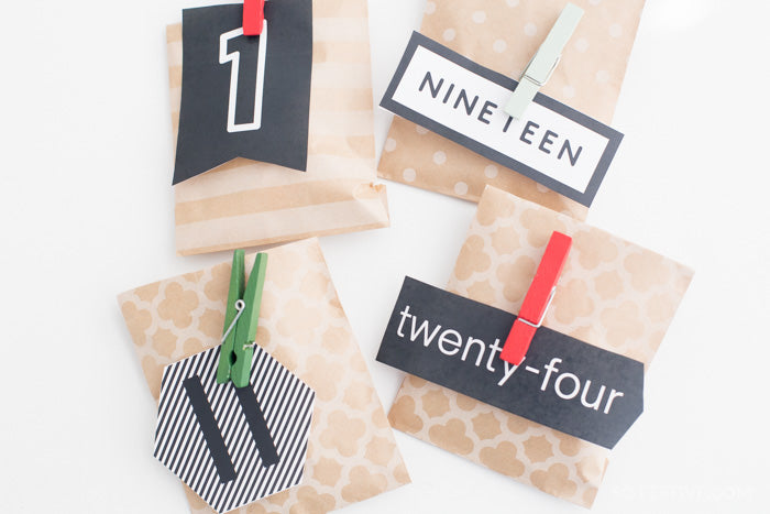 Modern Advent Calendar Numbers (1-24 in 2 color options)