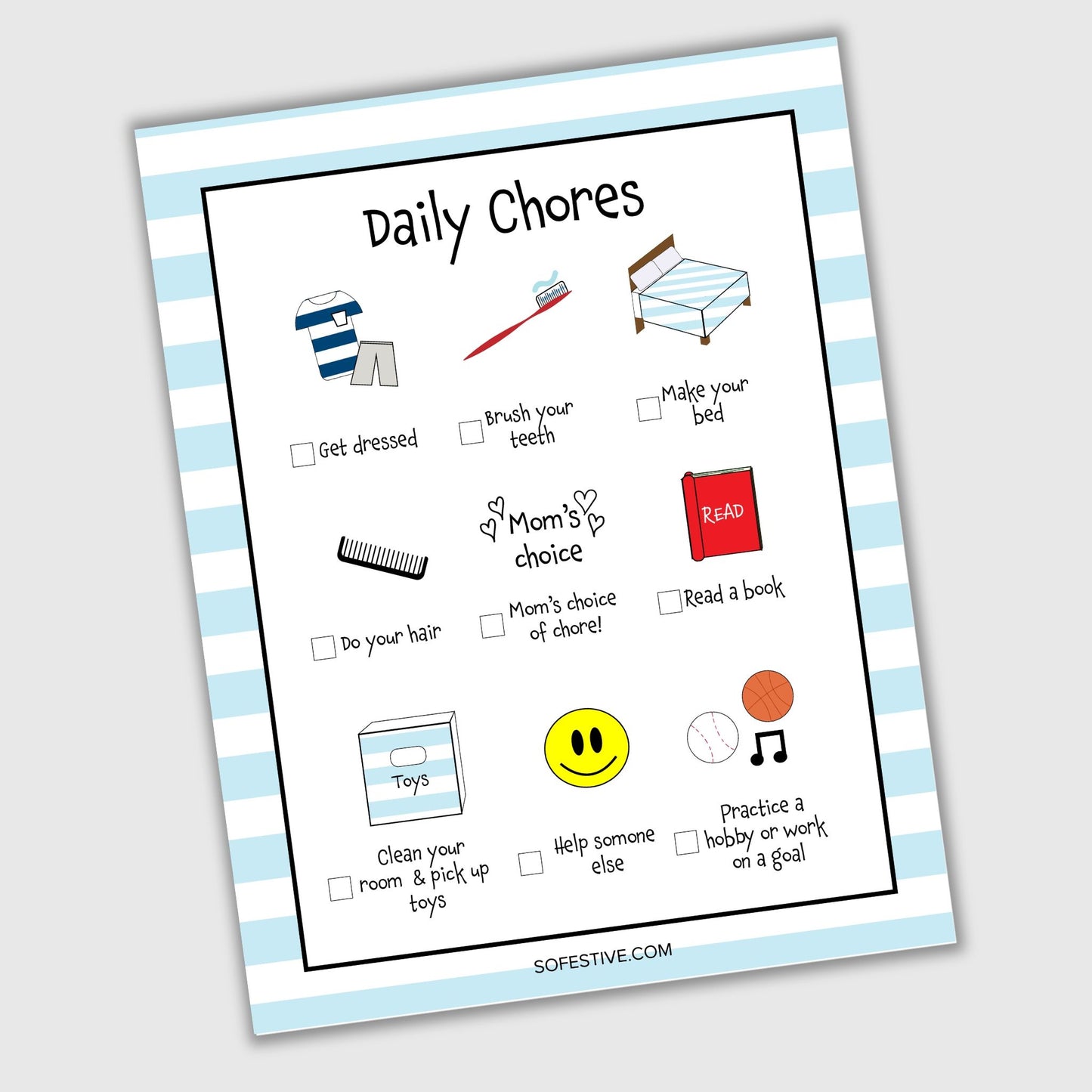 Kids Daily Chore Charts- Boy & Girl Version