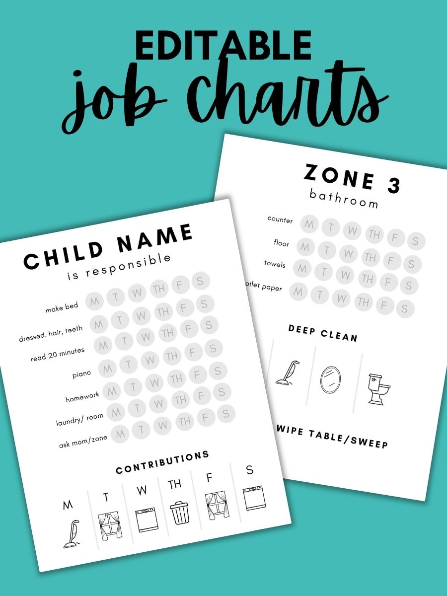 Kid Job Charts & Zone Charts- Fully Customizable!