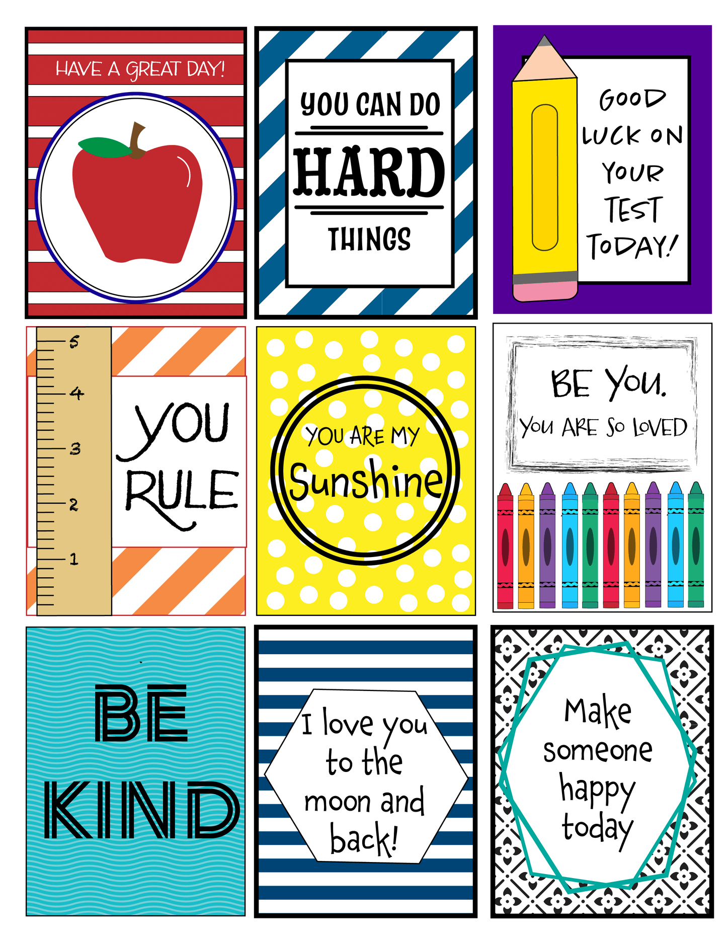 9 School Lunch Lunch Box Notes