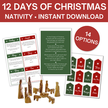 12 Days of Christmas- Nativity Countdown (Starting Poem, Tags, Companion Cards)
