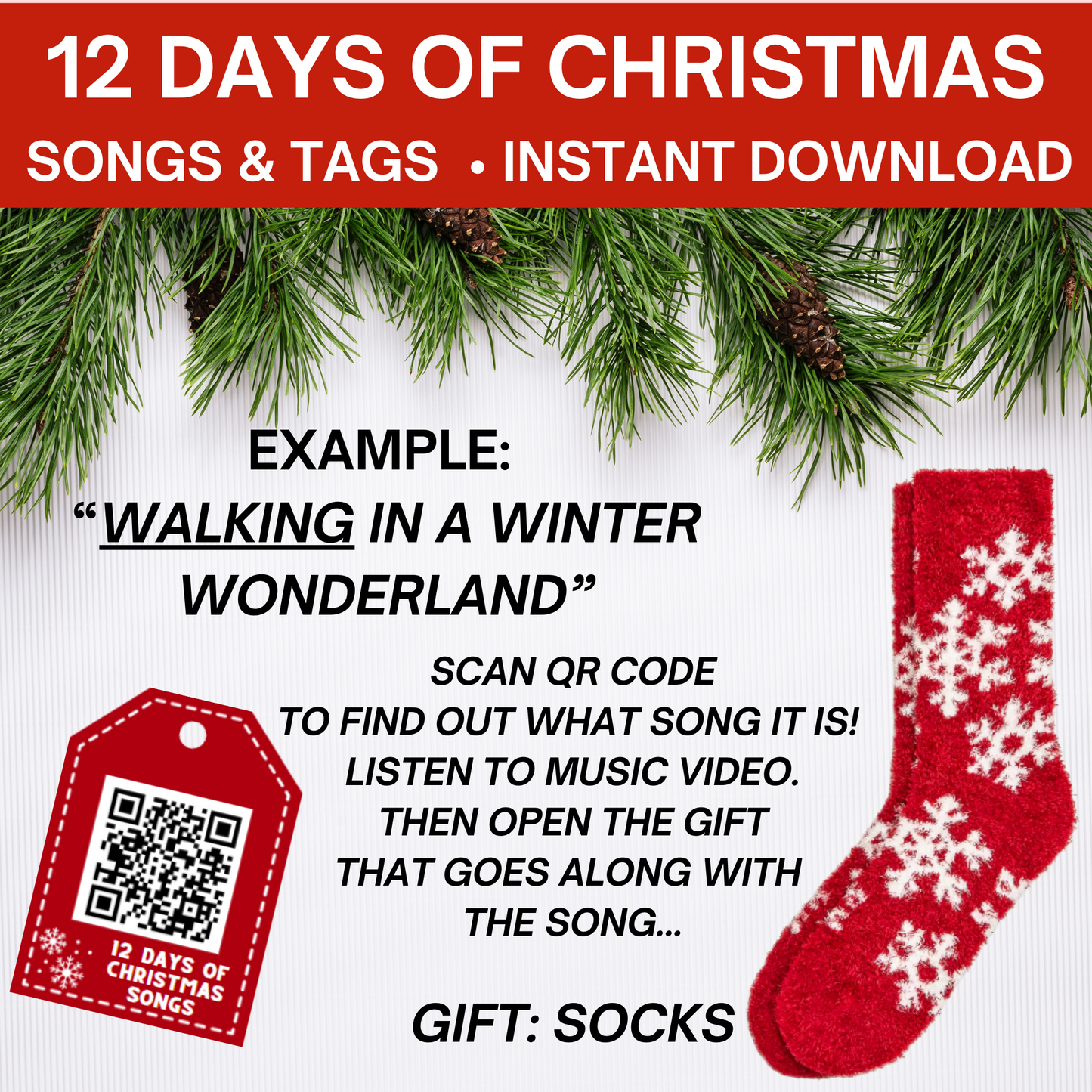 12 Days of Christmas- Songs (QR Codes, Gift List & Starting Poem)