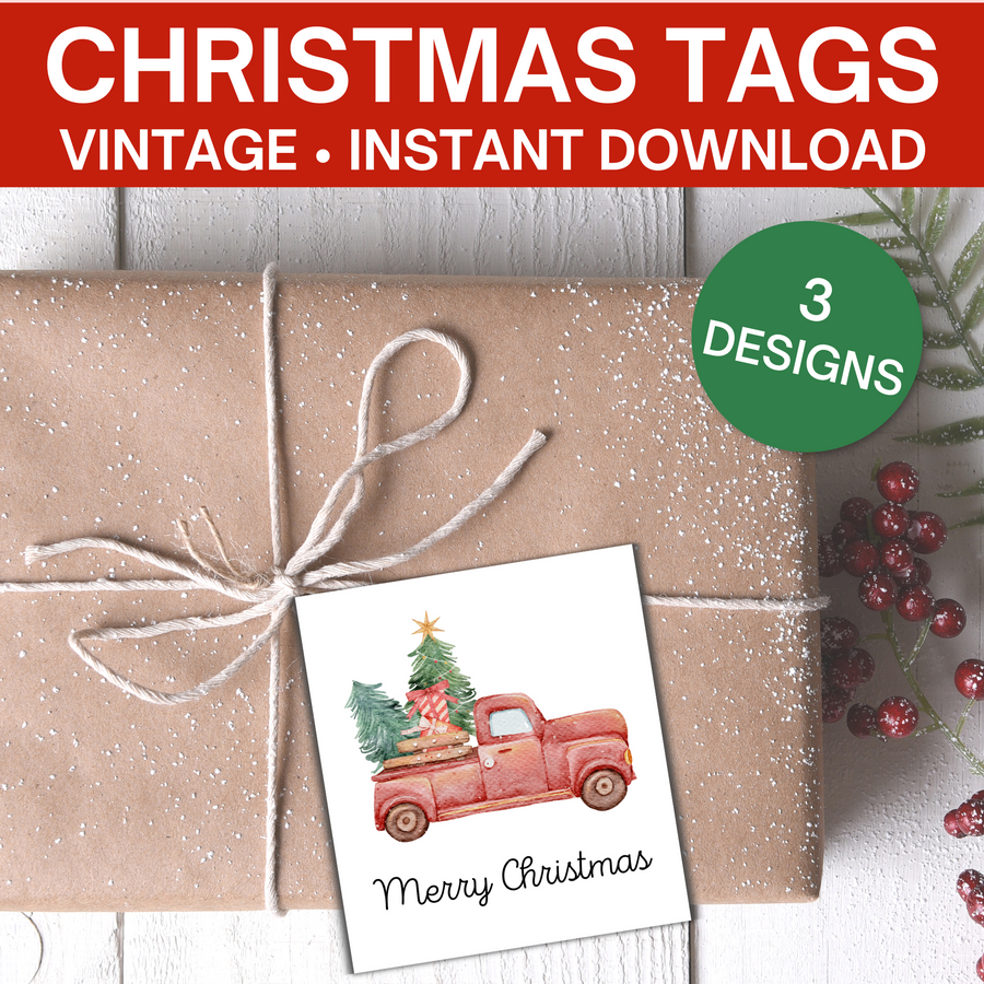 Vintage Merry Christmas Gift Tags - 3 designs