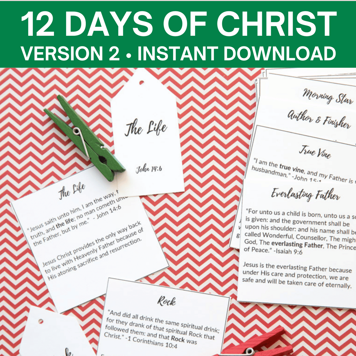 12 Day of Christ Bundle- 45 Name Tags, Gift Ideas, Companion Cards, & – So  Festive!