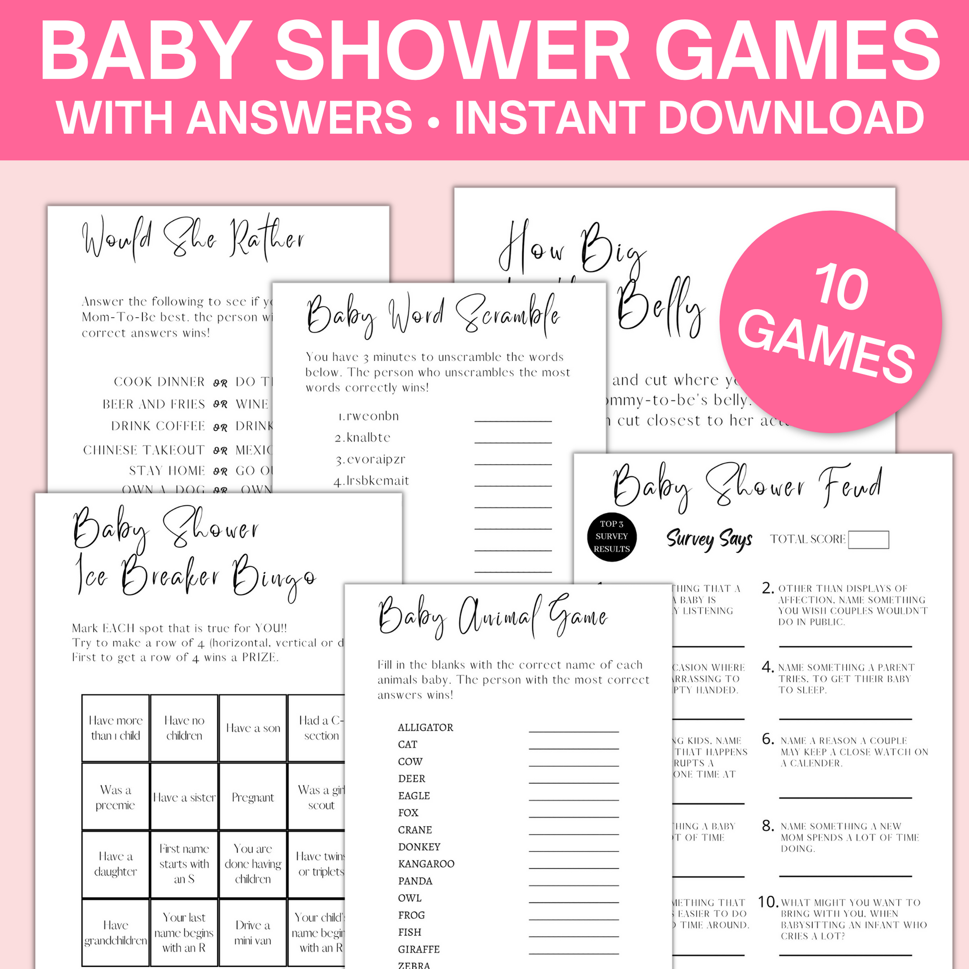 10 Baby Shower Games & Answer Keys – So Festive!