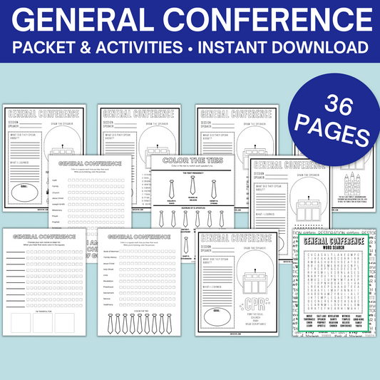 General Conference Packet For Kids- 36 Pages