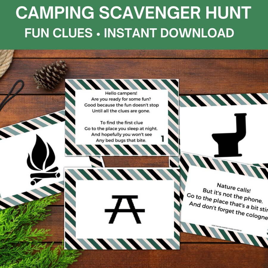 18 Camping Scavenger Hunt/ Treasure Hunt Clues