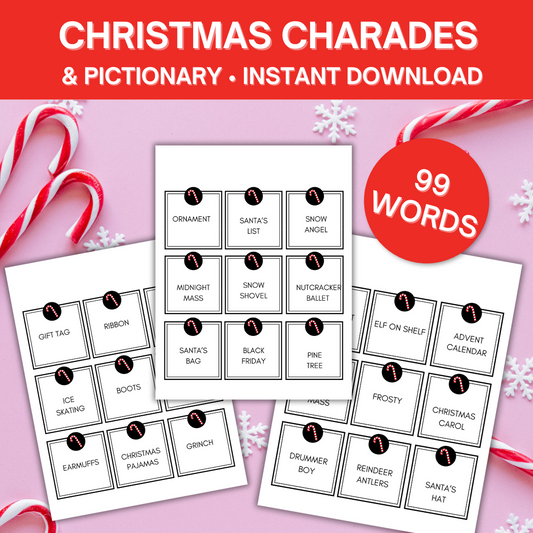 99 Christmas Word Cards Christmas Charades or Pictionary