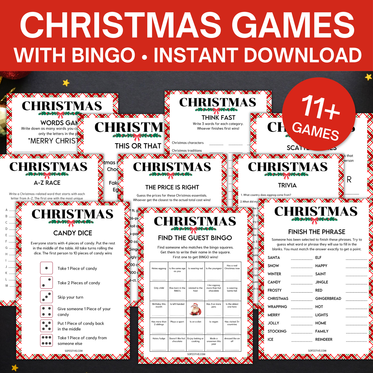12 Printable Christmas Games Bundle