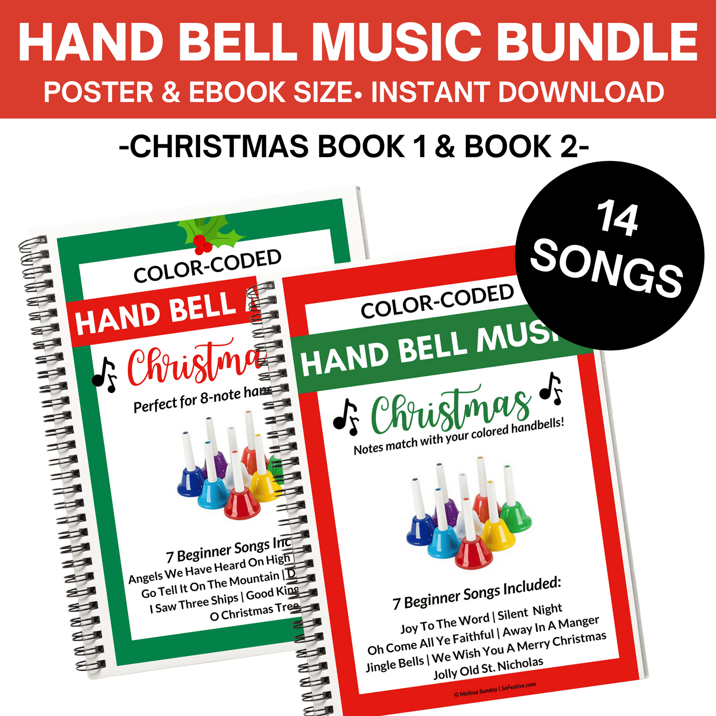 Christmas Hand Bell Music Bargain Bundle- 14 Songs- Instant Digital Download