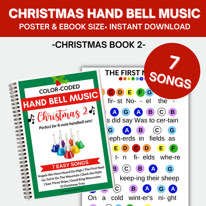 7 Christmas Hand Bell Music Sheets-Book 2- Digital Download