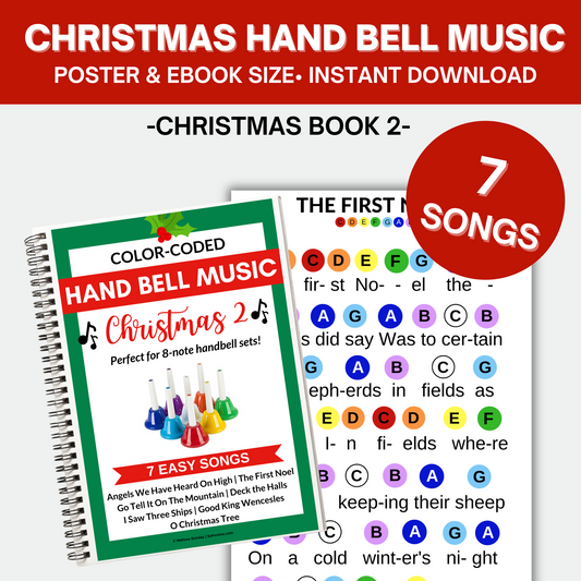7 Christmas Hand Bell Music Sheets-Book 2- Digital Download