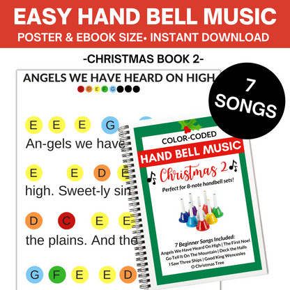 Christmas Hand Bell Music Book 2 (7 Popular Songs) Digital Download