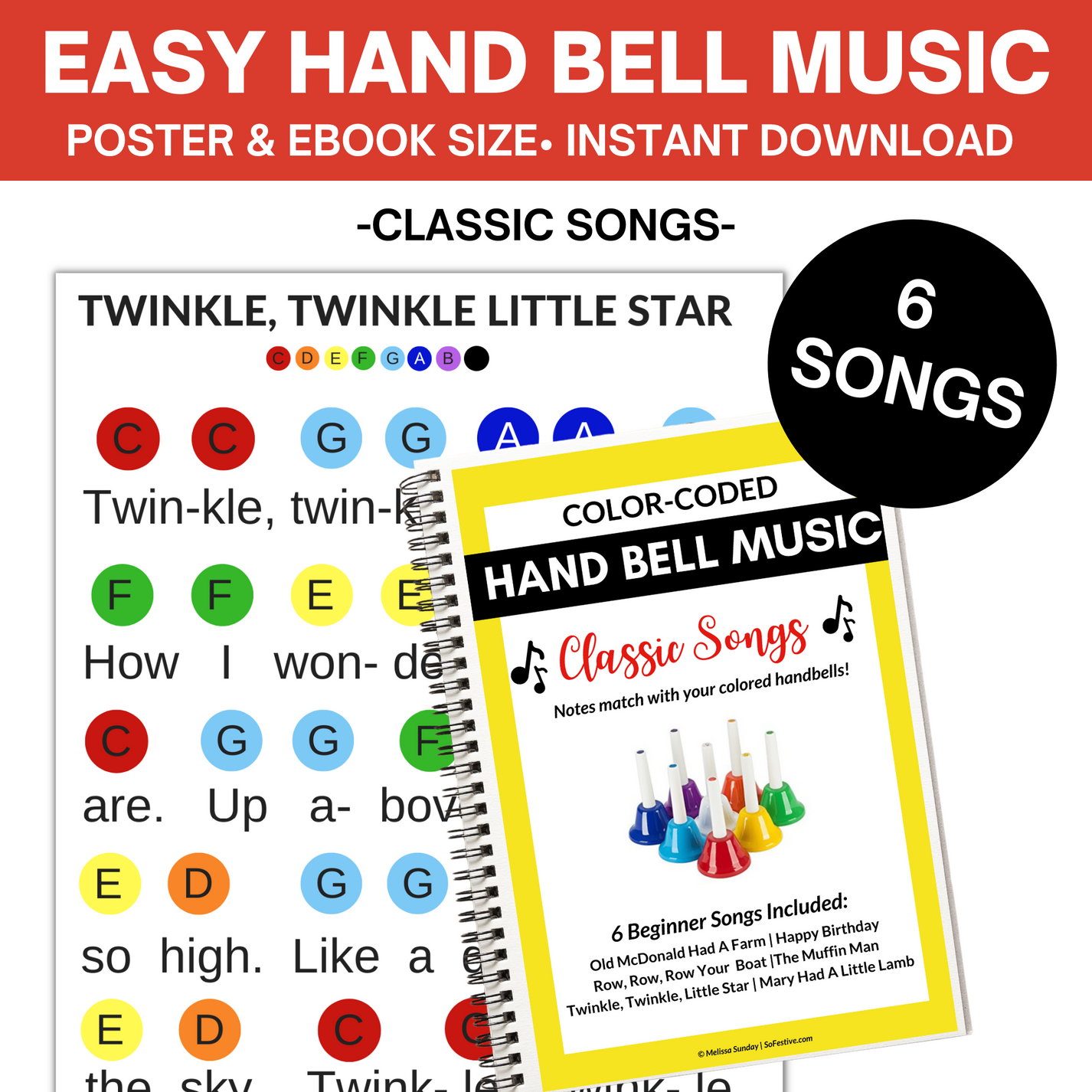 Hand Bell Song Book Classics 6 Beginner Songs So Festive!
