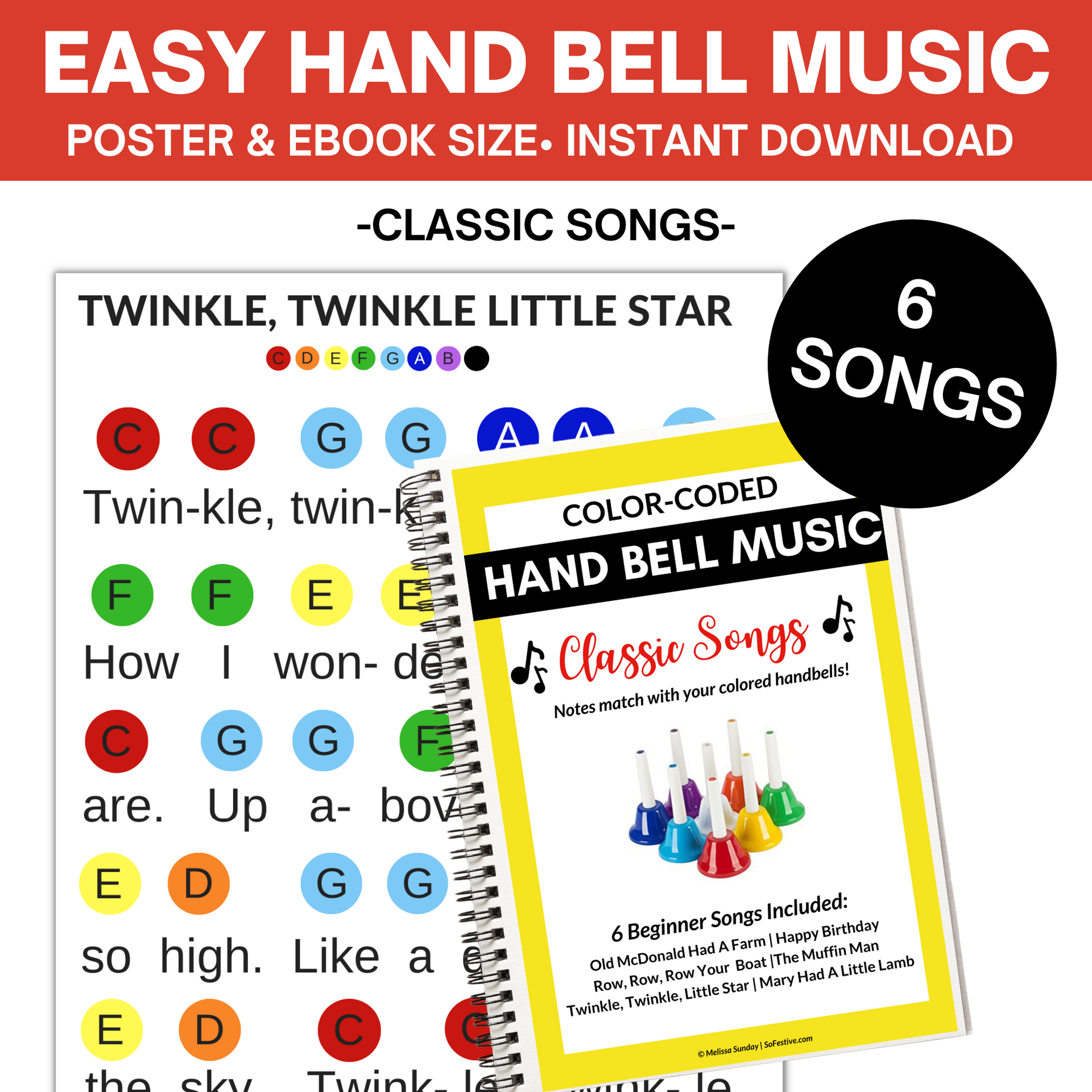 Color coded handbell hot sale music