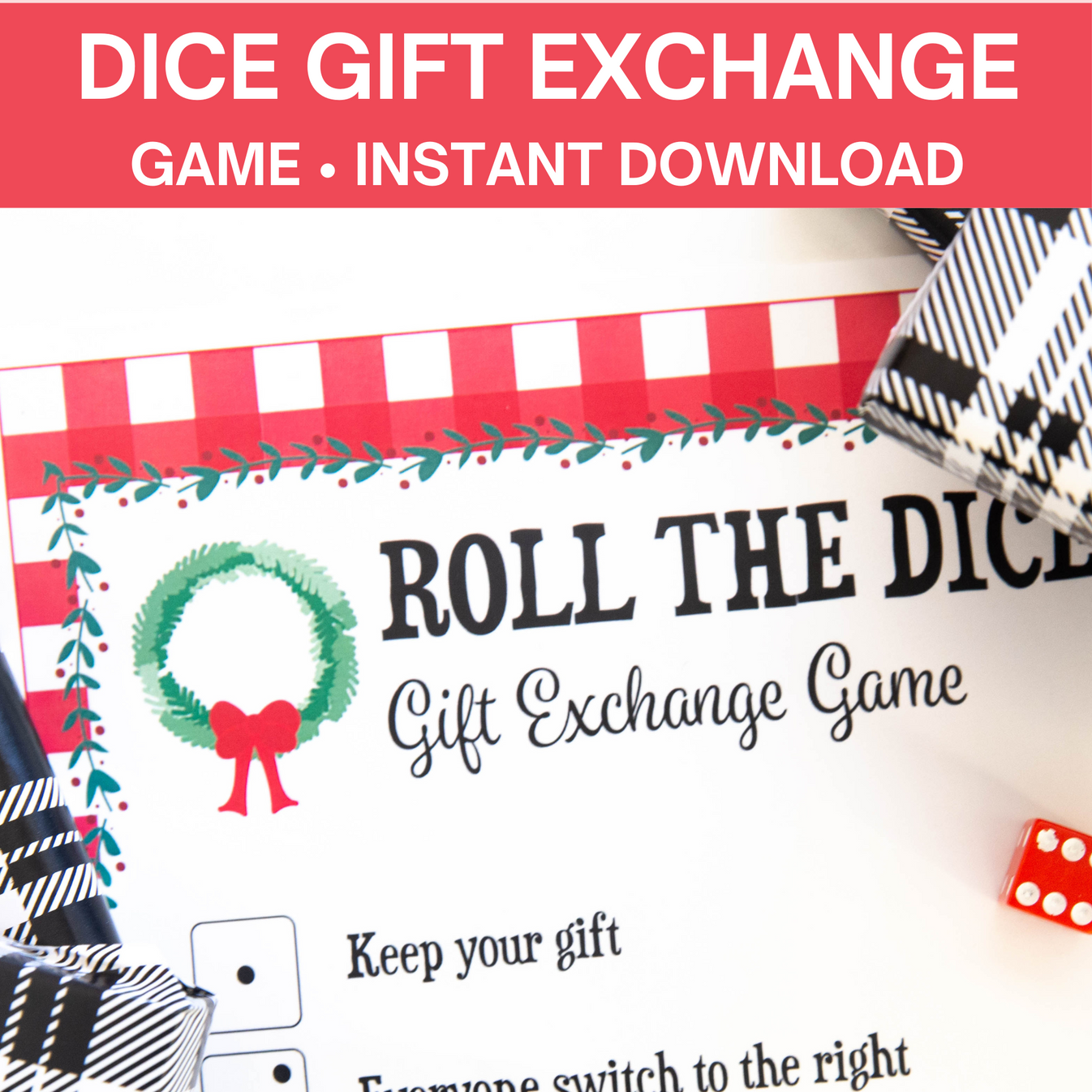 Christmas Dice Game Printable | Roll The Dice Gift Exchange Game – So ...