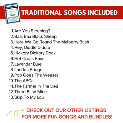 39 Hand Bell Music Sheets- 4 Books- 8 Note Hand Bell Music - Digital Download Only