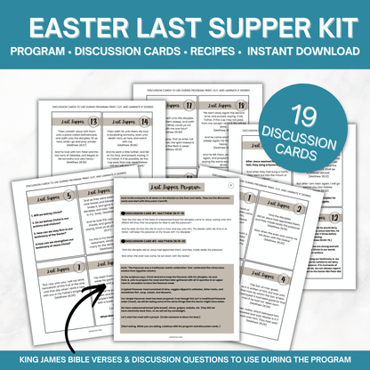 Easter Last Supper Kit- Holy Week Activity For Families (Program, 19 Discussion Cards,  Recipes)