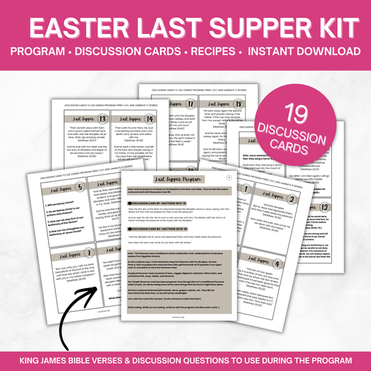 Easter Last Supper Kit- Holy Week Activity For Families (Program, 19 Discussion Cards, Recipes)