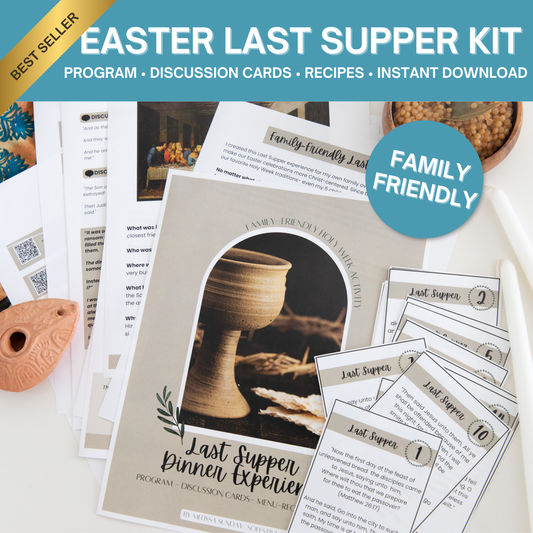 Easter Last Supper Kit- Holy Week Activity For Families (Program, 19 Discussion Cards,  Recipes)