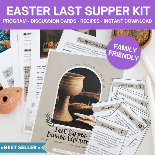 Easter Last Supper Kit- Holy Week Activity For Families (Program, 19 Discussion Cards,  Recipes)