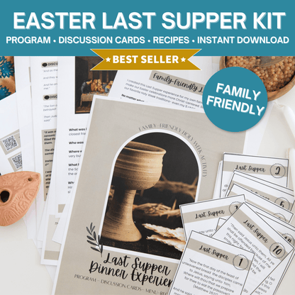 Easter Last Supper Kit- Holy Week Activity For Families (Program, 19 Discussion Cards,  Recipes)