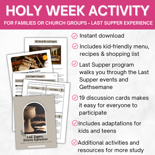 Easter Last Supper Kit- Holy Week Activity For Families (Program, 19 Discussion Cards,  Recipes)