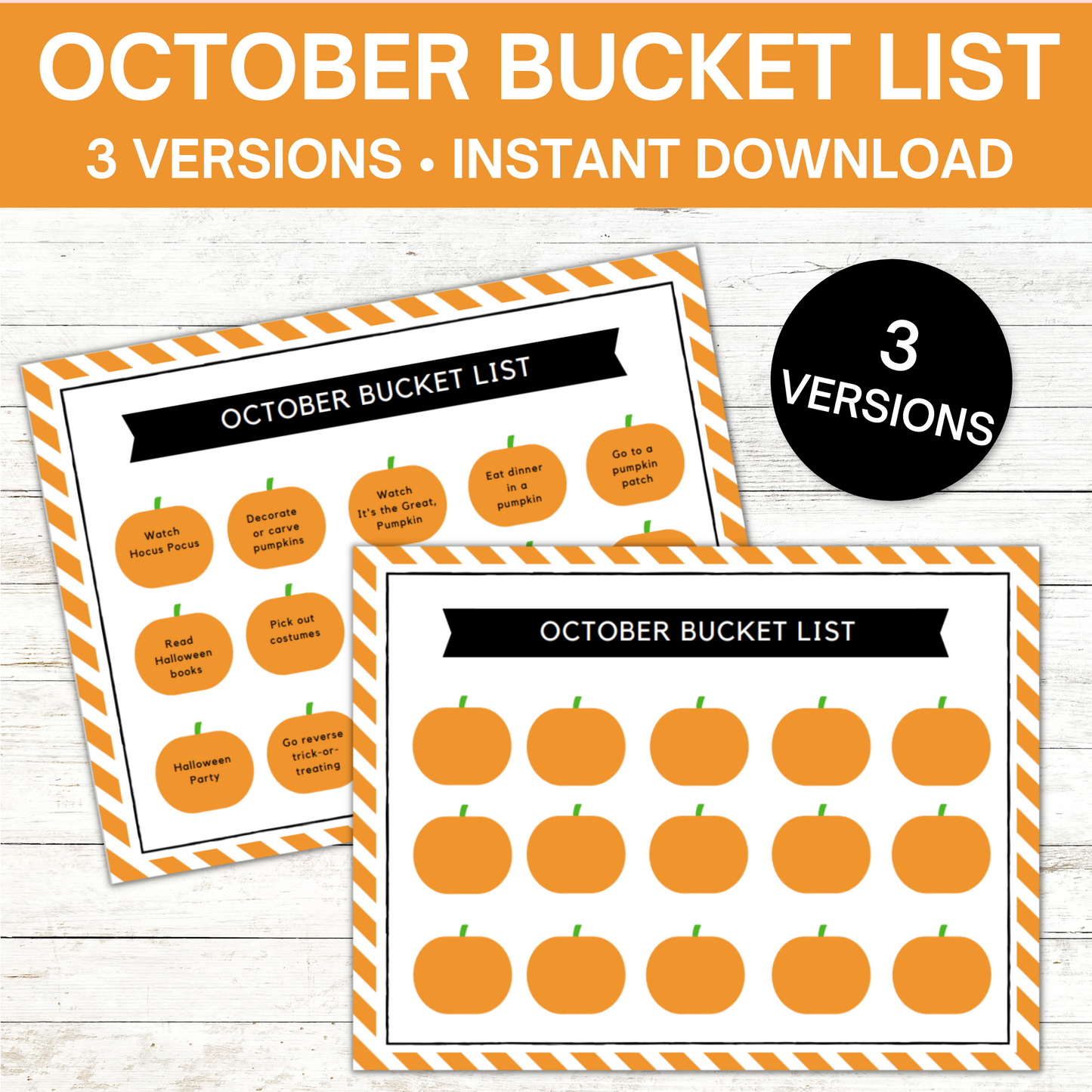 Fall Bucket List - 3 versions