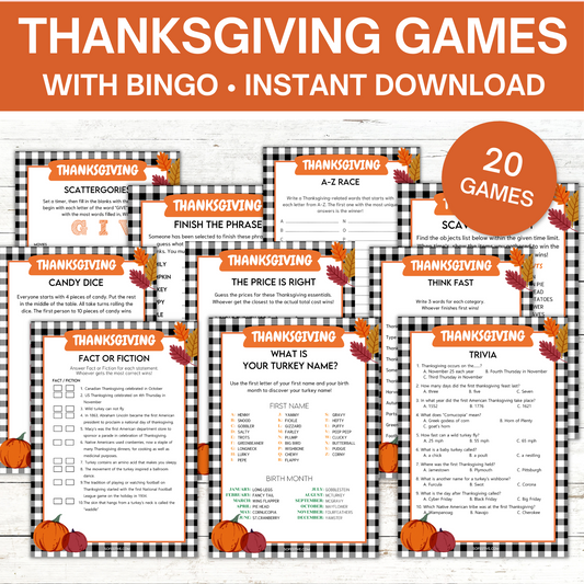 20 Fun Thanksgiving Games Bundle