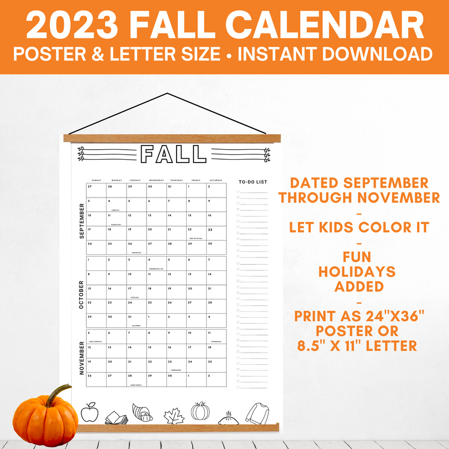 Fall 2023 Calendar Poster- FUNctional Giant Calendar- DIGITAL DOWNLOAD